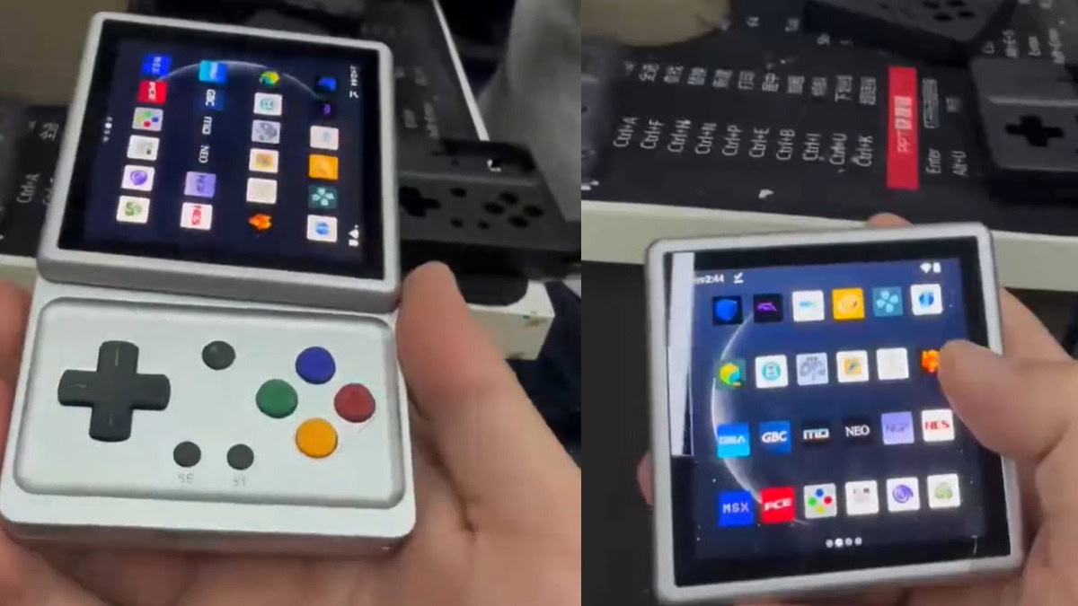 Erster Leak des Anbernic RG Rotate – quadratisches Display im zugeklappten Zustand, veröffentlicht auf Reddit